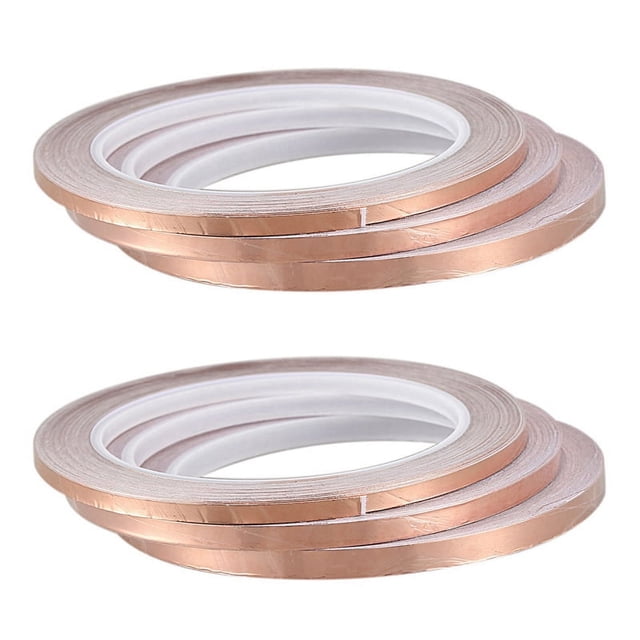 6 Pcs Bande de Cuivre Conducteur Simple Face 20 Mètres Bande Adhésive Résistante à la Chaleur (4Mm/5Mm/6Mm)