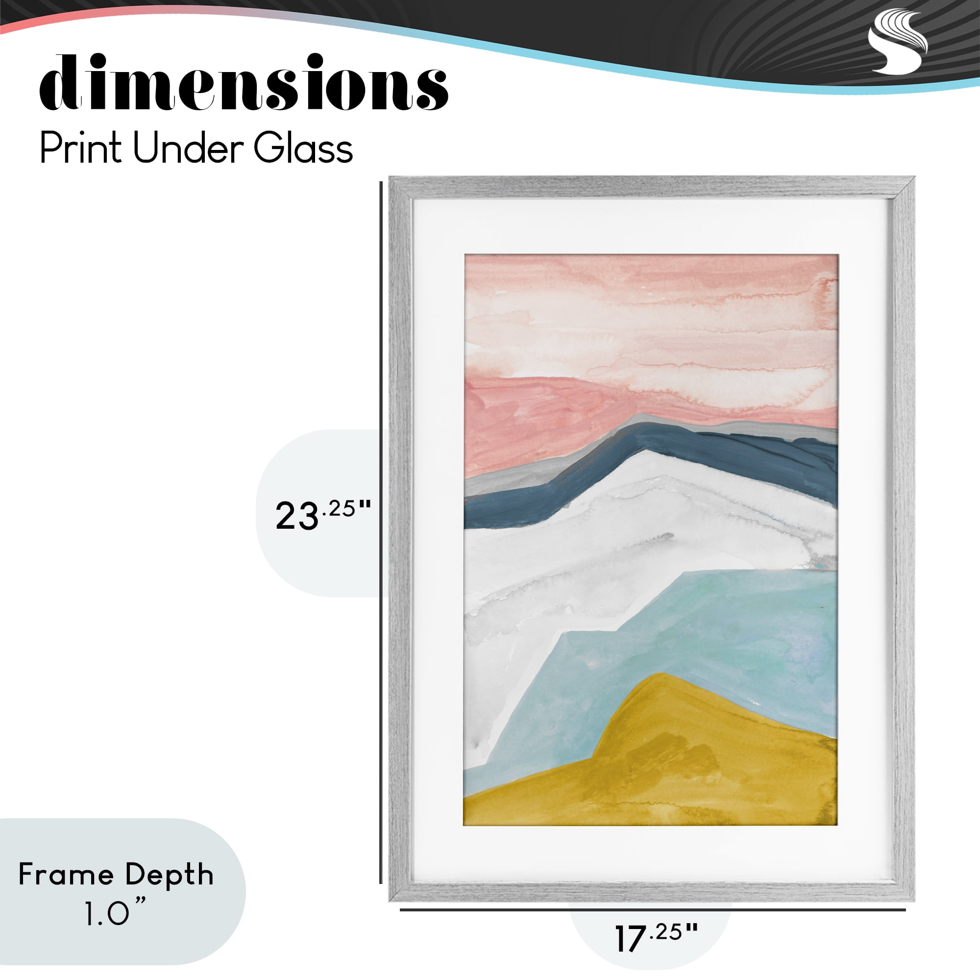 Stupell Industries Pastel Geometric Mountains Gray Framed Print Under Glass, design by B. Danelle
