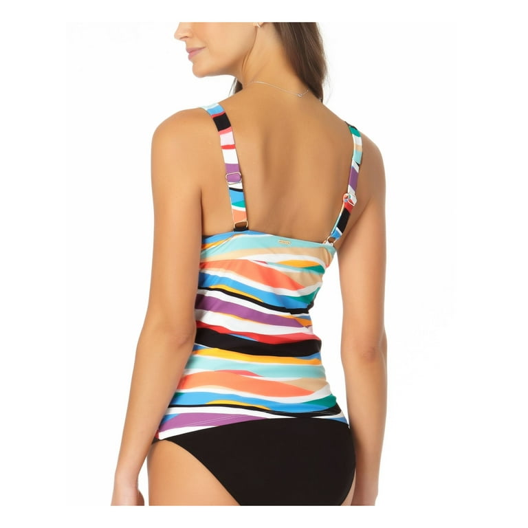ANNE COLE Women's Multi Color Striped Stretch Adjustable Straps