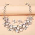 thumbnail image 3 of rygai 1 Set Bride Necklace Dazzling Rhinestone Hollow Leaf Splicing Elegant Noble High Gloss Faux Pearl Stud Earrings Kit Wedding Jewelry,Silver, 3 of 8