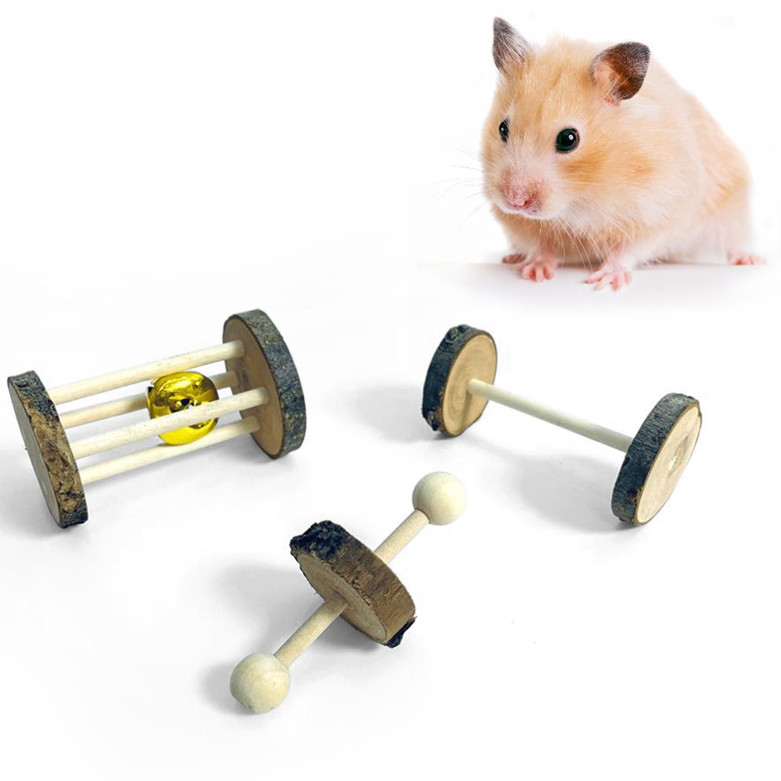 TOOYFUL 2x3Pcs Wooden Unicycle for Guinea Pigs Grinding Toy Hamster Roller Toys
