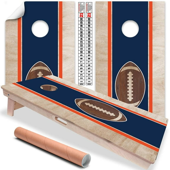 Cornhole Board Wraps and Decals for Boards Set of 2 Skins Professional Vinyl Covers Sticker Navy Blue and Orange Champaign–Urbana, Illinois Football Tailgating Cornhole Wrap Sticker Cornhole Skin Wrap