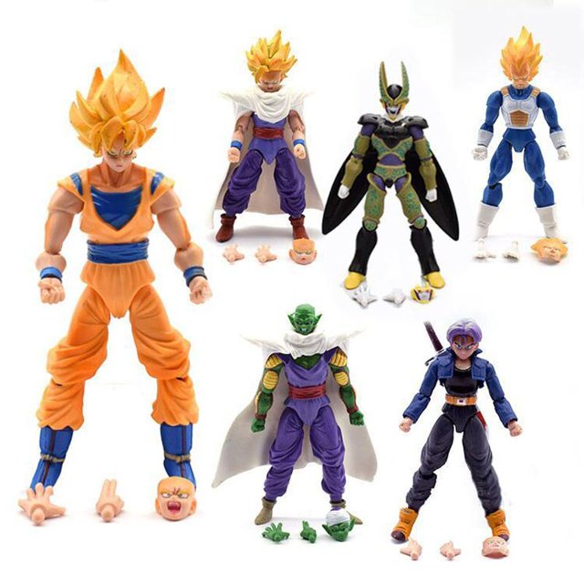 Figuras de Acción SHF de Dragon Ball, Muñecos Coleccionables Móviles y Ajustables, Modelo de Juguete de Super Saiyan y Goku, para Regalo de Cumpleaños, 6 Unidades/Lote QYM unisex
