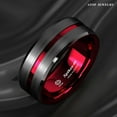 thumbnail image 5 of Tungsten Rings for Men Wedding Bands for Him 8mm Black Red Line, 5 of 5