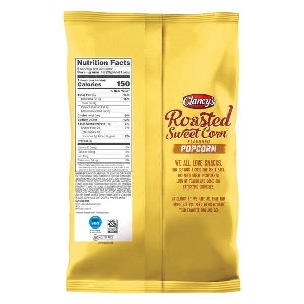 Clancy's Roasted Sweet Corn Flavored Popcorn, 6 oz - (Pack of 2)