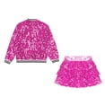 thumbnail image 6 of Hansber Kids Girls Sequins Hip Hop Jazz Dance Outfits Sparkly Long Sleeve Zipper Bomber Jacket with Skirts Hot Pink 10, 6 of 7