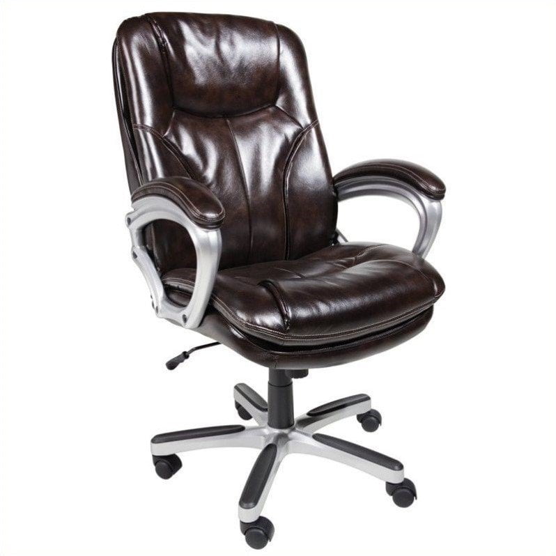 Serta Office Chair In Puresoft Brown Faux Leather