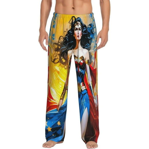 Wonder Woman Pajama Pants Drawstring Elastic Waistband Loungewear Comfy Separate Bottoms Sleep PJ Pants for Men Women Small