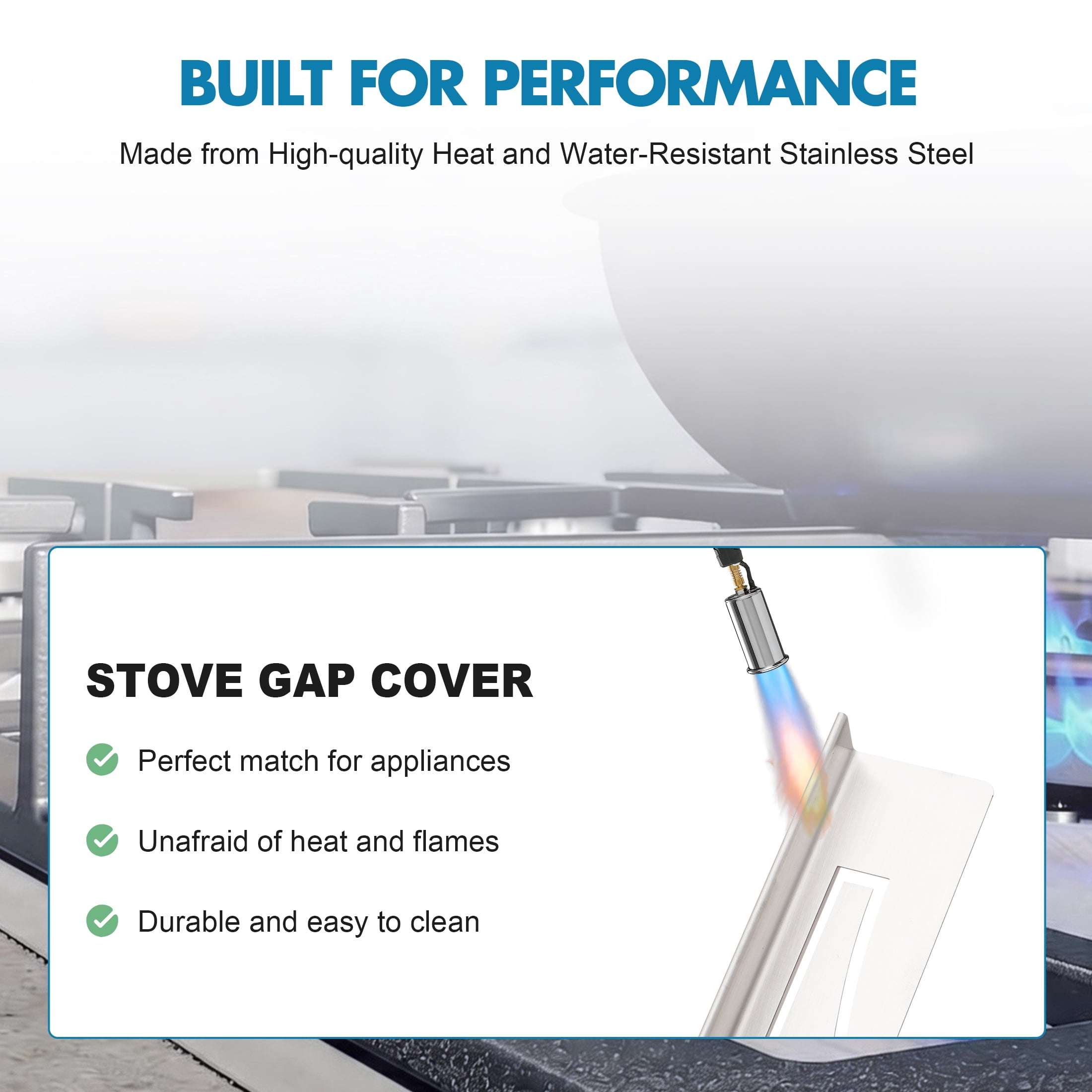 Stainless Steel Stove Gap Covers, T Shaped Stove Gap Filler for Kitchen Stove and Countertop Length 13.8" to 27.6" -2 Pack