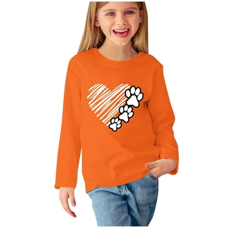 

hoksml Girls Crewneck Sweatshirt Soft Midweight Fleece Pullover for Kids Long Sleeve Pullover Tops for Kids on Clearance (US Size=4-16)