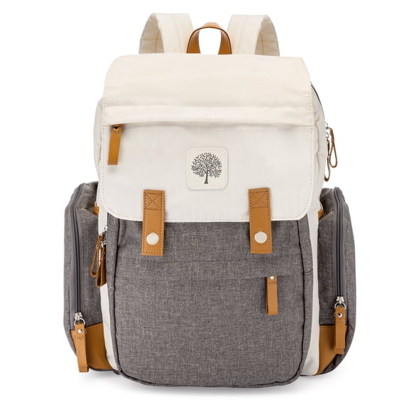 Parker Baby Co. Diaper Backpack with Changing Pad, Insulated Pockets & Stroller Straps, Cream