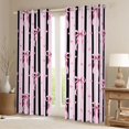 thumbnail image 2 of Manfei Cute Coquette Bow Blackout Curtains Set of 2 (38x54 Each),Black Geometric Stripes Living Room Curtains, 2 of 6
