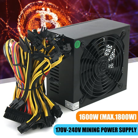 1Pcs Black 1600W Mining Power Supply 6 GPU Modular For Eth Rig Ethereum Coin Miner 90 PLUS,Max 1800W (Best Power Supply For Ethereum Mining)