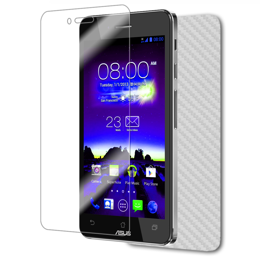 Skinomi Carbon Fiber Silver Skin+SP for ASUS Padfone Infinity Phone Only