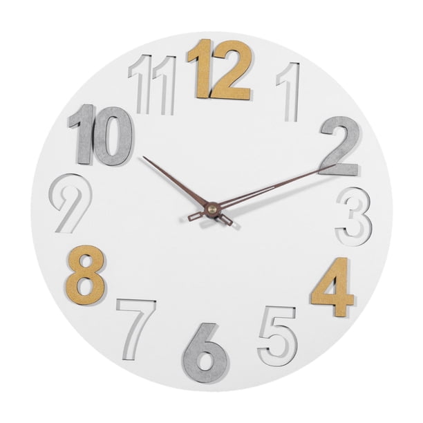 Reloj de pared moderno de 12 pulgadas, diseño elegante para el hogar Blanco