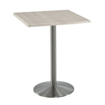 Indoor/Outdoor 42" Tall OD214 Stainless Steel Table Base with 22" Diameter Foot and 30" x 30" Square Indoor/Outdoor White Ash Top by the Holland Bar Stool Co.