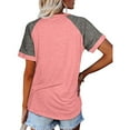 thumbnail image 3 of Womens Summer T-Shirts, Short Sleeve Shirts for Women Fashion Loose Fit Color Block Crewneck Tees Tops S-3XL, 3 of 4