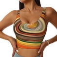 thumbnail image 2 of Haiem Colorful Swirl Pattern Womens Sports Bra - U Neck Padded Low Impact Yoga Bra Workout Crop Top Gym Moisture-Wicking Workout Vest -X-Large, 2 of 9