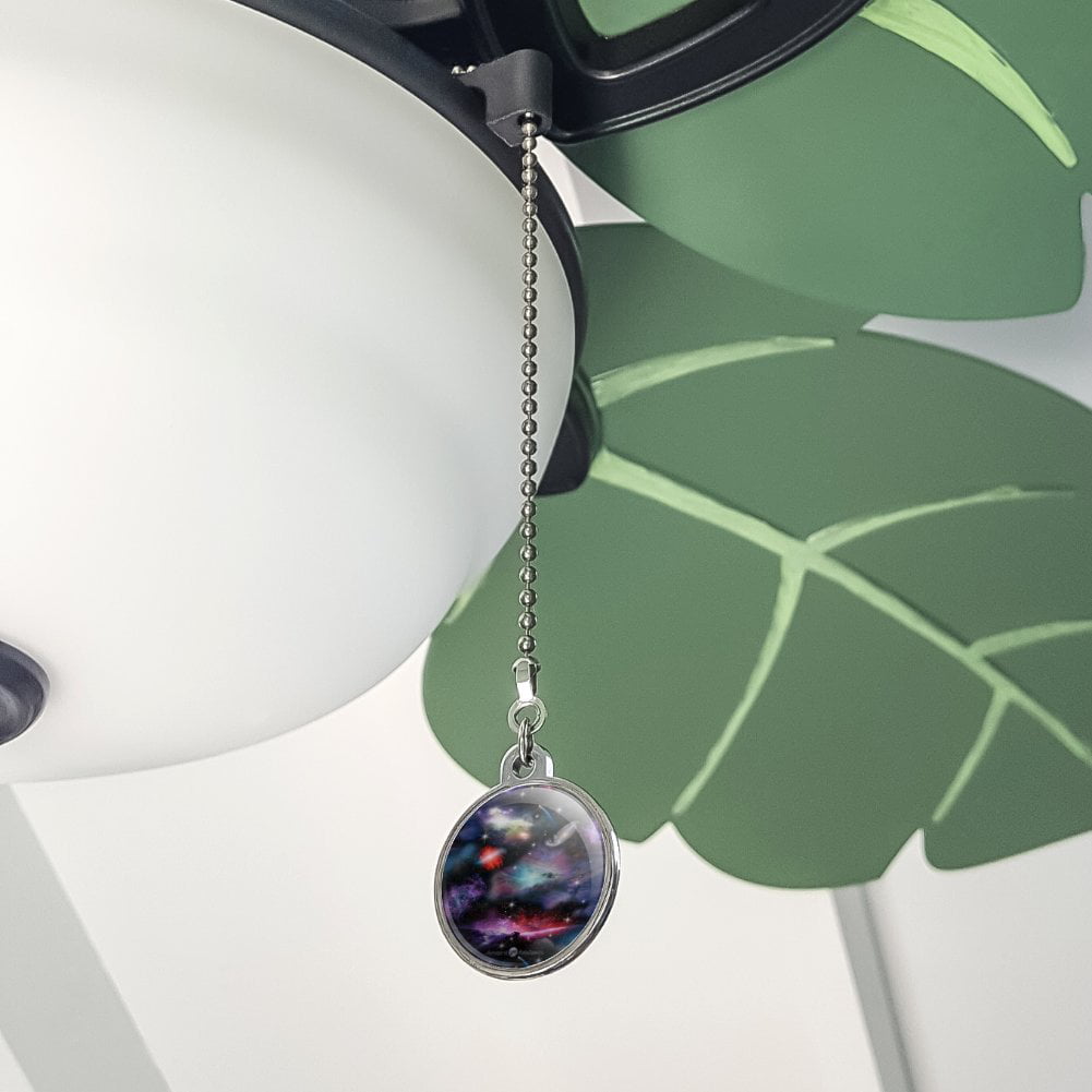 Stars Shine Space Galaxies Pattern Ceiling Fan and Light Pull Chain 