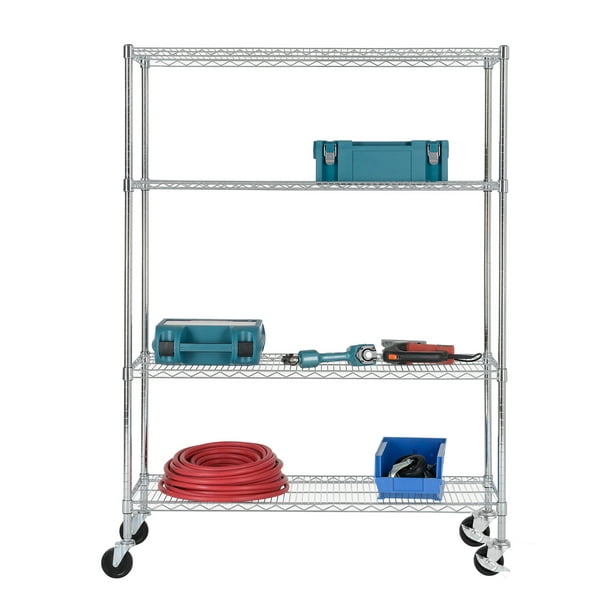 Excel NSF MultiPurpose 4Tier Wire Shelving Unit with Casters, 48 in