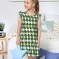 thumbnail image 4 of Fotbe Light Green Squares Vestido de Dormir para Niñas de 3 a 10 Años, Mangas Cortas, Estilo Princesa, Pijama Camisón con Mangas Voladas-Medium, 4 of 6