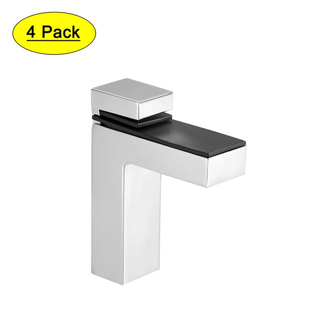Unique Bargains Glass Bracket Wall Mount Adjustable Zinc Alloy Glass Shelf Clamp Bracket Bright Chrome 4 Pcs