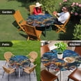 thumbnail image 3 of Summer Marine Life Round Fitted Tablecloth with Elastic Edge Modern Shark Turtle Coral Table Cover Fit for 36"-44" Tables Waterproof Tablecloths for Dinner Camping Picnic, 3 of 9