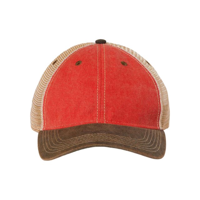 LEGACY Old Favorite Trucker Cap, One Size, Scarlet Red-Black-Khaki