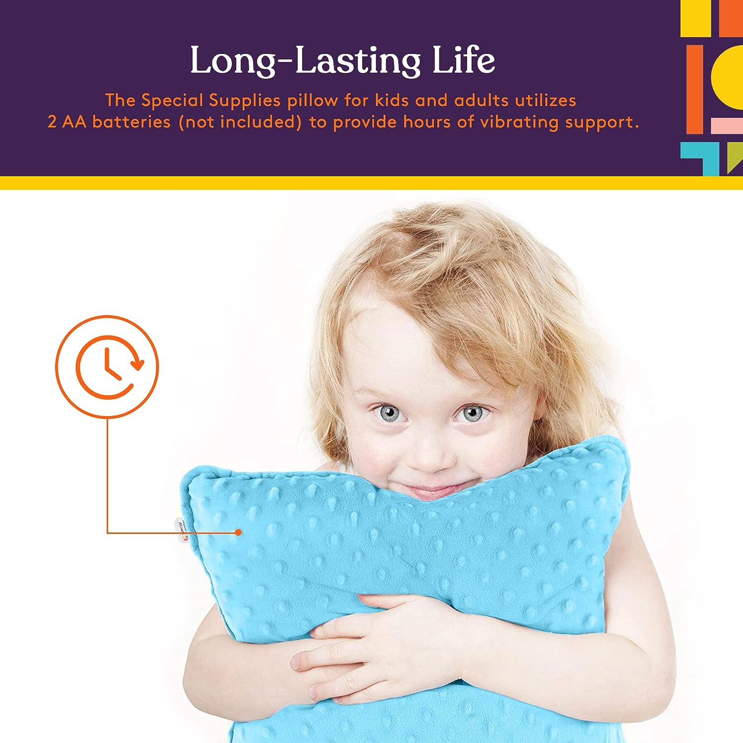 Special Supplies Sensory Vibrating Pillow - Pressure Activated Calm with 3 Modes, Voice Recording & Music - Textured Stimulation Bumps for Kids & Adults (Blue)