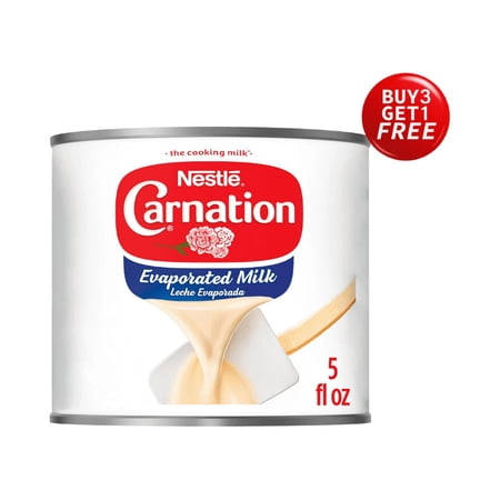 Nestle Carnation Vitamin D Added Evaporated Milk for Holiday Baking, 5 fl. oz. Can (Buy 3 Get 1 Free)