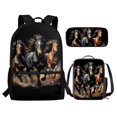 thumbnail image 2 of KUIFORTI Horse Print Shoulder Bag Casual Pencil Bag Large Capacity Ice Packs Tote Bag Lunch Case for Boys Girls, 2 of 7