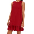 thumbnail image 2 of JoveMarine Cocktail Dresses for Women Color Vest Skirt - Ruffle Edge Sleeveless Flounce Hem Casual Summer Mini Dress with Cotton Blend,Red L, 2 of 8