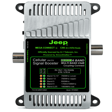 Jeep Mega Connect CX6 23dB 6-Band 4G/5G Ready LTE Extreme Power Cellular Booster with Patch Antenna and 11" Magnetic Antenna