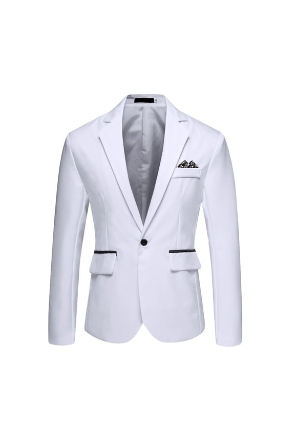 Men'S Stylish Casual Solid Business Wedding Party Outwear Coat Suit Tops White XL