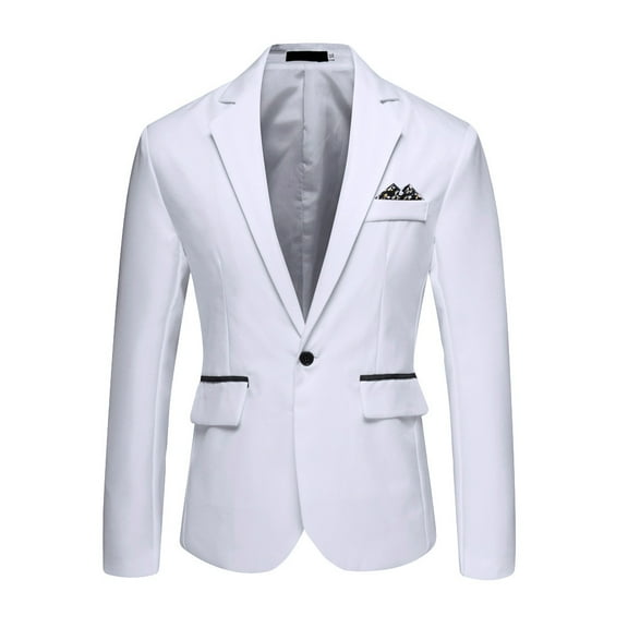 Labakihah Winter Coats for Men Men's Stylish Casual Solid Business Wedding Party Outwear Coat Suit Tops White