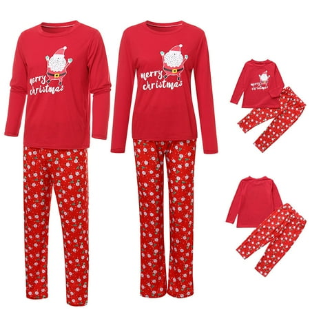 

ERTUTUYI Kids Baby Boy Girl T shirt Tops Pants Family Pajamas Sleepwear Christmas Outfits Red 80