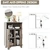 thumbnail image 4 of SONGMY  Fluted Storage Cabinet, Farmhouse Storage Cabinet with 2 Doors and Open Drawer, Adjustable Shelves, Living Room, Dining Room, Home Office, Wooden, Grey, 4 of 6
