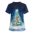 thumbnail image 4 of Feancey Womens Nursing Scrubs Trendy Christmas Tree Print Plus Size Scrub Tops Holiday Casual Short Sleeve V Neck Tshirts Comfy Loose Medical Uniforms Multicolor 3XL, 4 of 5