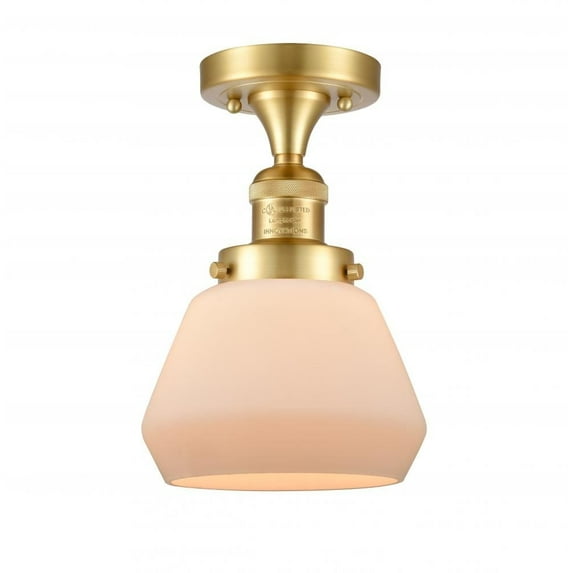 Innovations 517-1CH-SG-G171-LED Fulton 1 Light Semi-Flush Mount part of the Franklin Restoration Collection, Satin Gold