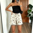thumbnail image 4 of Women’s High Waisted Polka Dot Denim Shorts with Rope Drawstring, Frayed Hem Jean Shorts with Pockets, 4 of 9