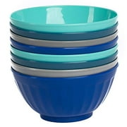 Klickpick Home 6 Inch Plastic Bowls Set of 8-28 ounce Large Plastic Cereal Bowls Microwave Dishwasher Safe Soup Bowls - BPA Free Kids Bowls 4 Coastal Colors (2 of Each Color)
