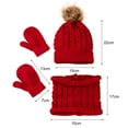 thumbnail image 7 of Cheers.US Winter Beanie Hat Gloves Scarf Set Warm Knit Fleece Children Woolen Hat Twisting Pattern Skin-friendly Simple Warm Knitted Hat Circle Scarf Gloves Suit for Going Out, 7 of 7
