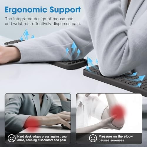 Quivanta L-Shaped Desk Elbow Pad for Desk, Memory Foam Elbow Support Padding with Non-Slip, 2-Piece Ergonomic Desk Edge Cushion, Wrist Comfort Support for Office Home (Honeycomb Texture)
