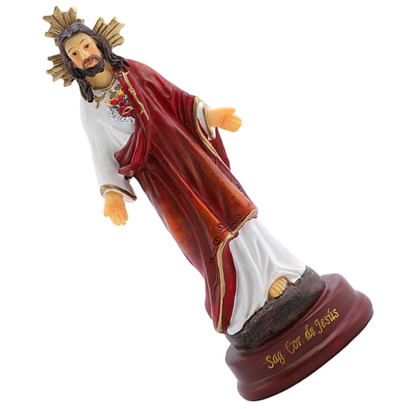WASHWEPE Resin Jesus Statue Flat Bottom Design Religious Settings 1Pack 5.38X2.04X1.81In