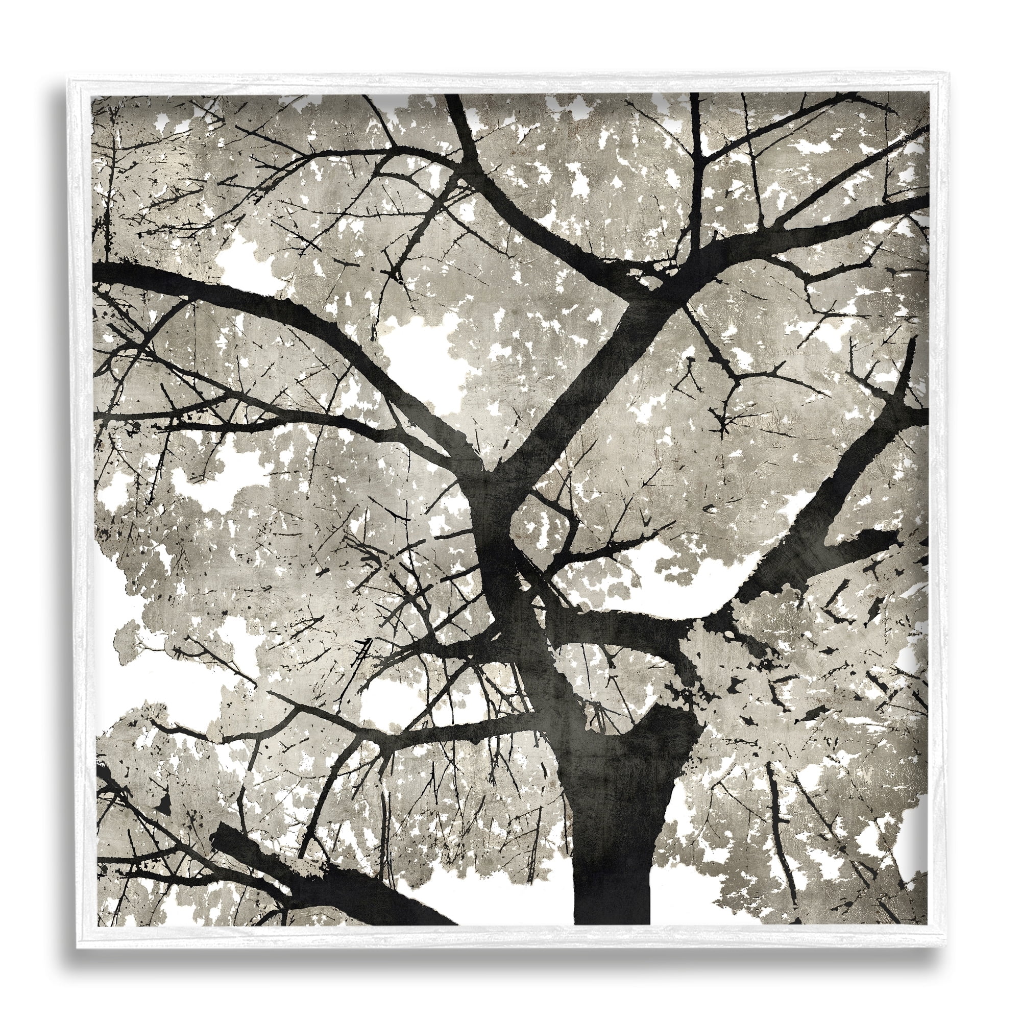 Stupell Industries Abstract Tree Branches Bold Black Grey Wilderness Graphic Art White Framed Art Print Wall Art, 12x12, by Kate Bennett