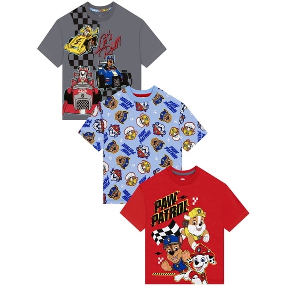 PAW Patrol Marshall, Rubble & Chase Multipack T-Shirts, Sizes 2T to 8