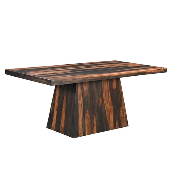 Taran Designs Warren 75" Solid Wood Pedestal Dining Table in Dark Brown