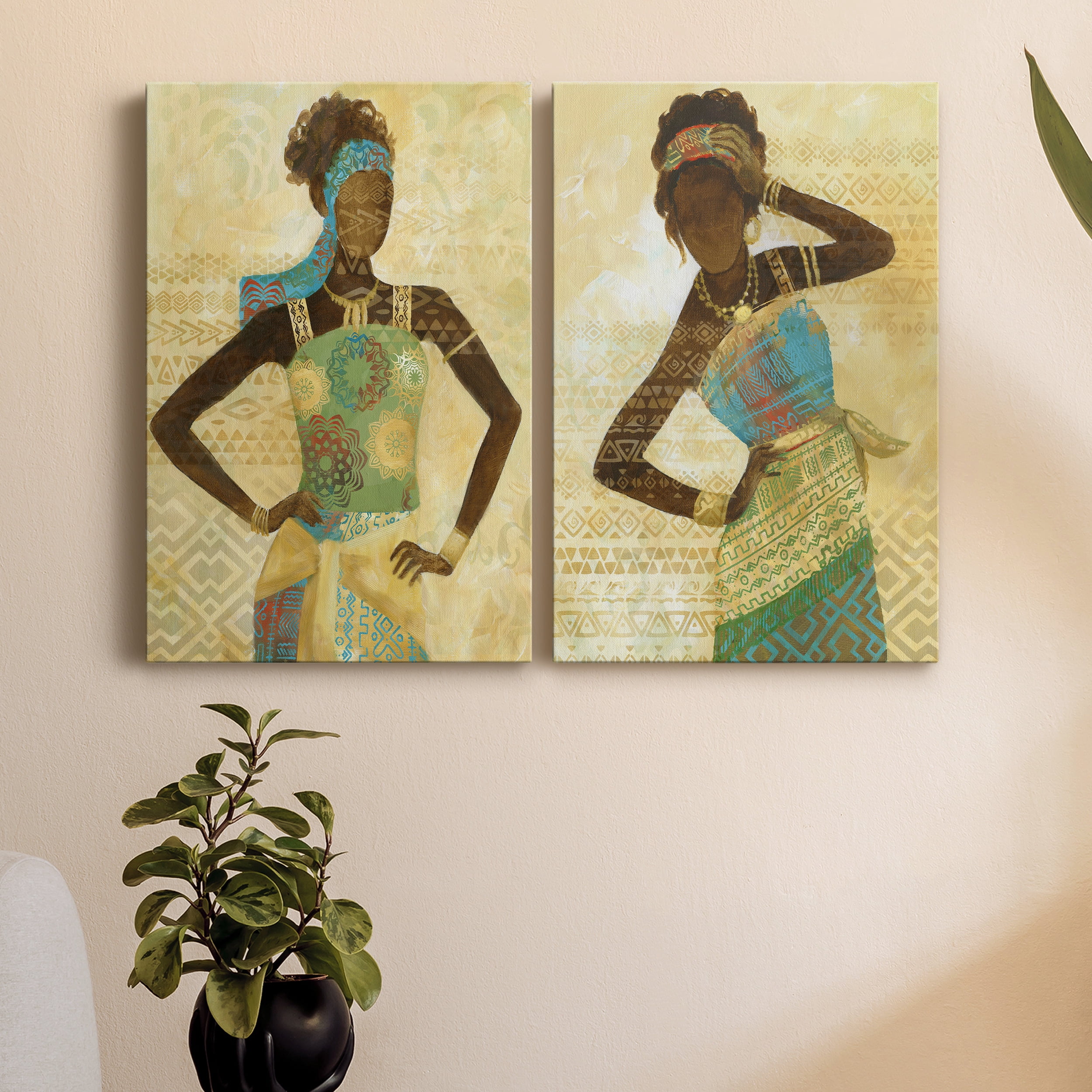 Tribal Vision I Premium Gallery Wrapped Canvas - Ready to Hang - Set of 2 - 18 x 27 Each