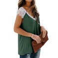 thumbnail image 3 of Camiseta de mujer Encaje Cuello en V Sin mangas Casual Loose Girl Summer Top, Verde, M seitruly AP001333-07, 3 of 7