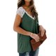 thumbnail image 3 of Camiseta de mujer Encaje Cuello en V Sin mangas Casual Loose Girl Summer Top, Verde, M kenally AP001333-07, 3 of 7